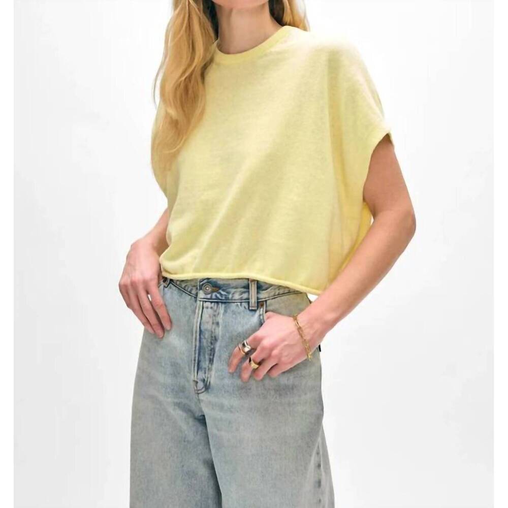 NEW WHITE + WARREN easy short sleeve tshirt in lemon sorbet